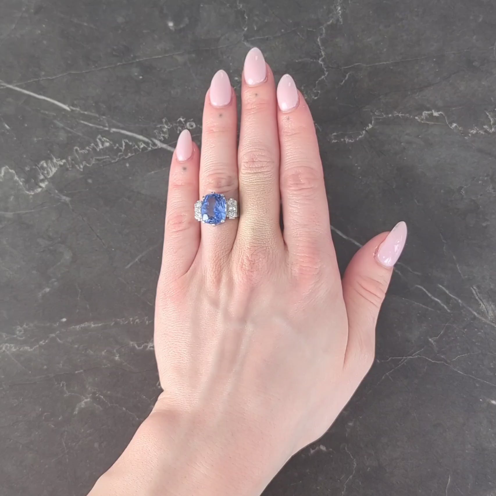 Mid-Century 10.04 CTW No Heat Ceylon Sapphire Diamond Platinum Vintage Ring GIA