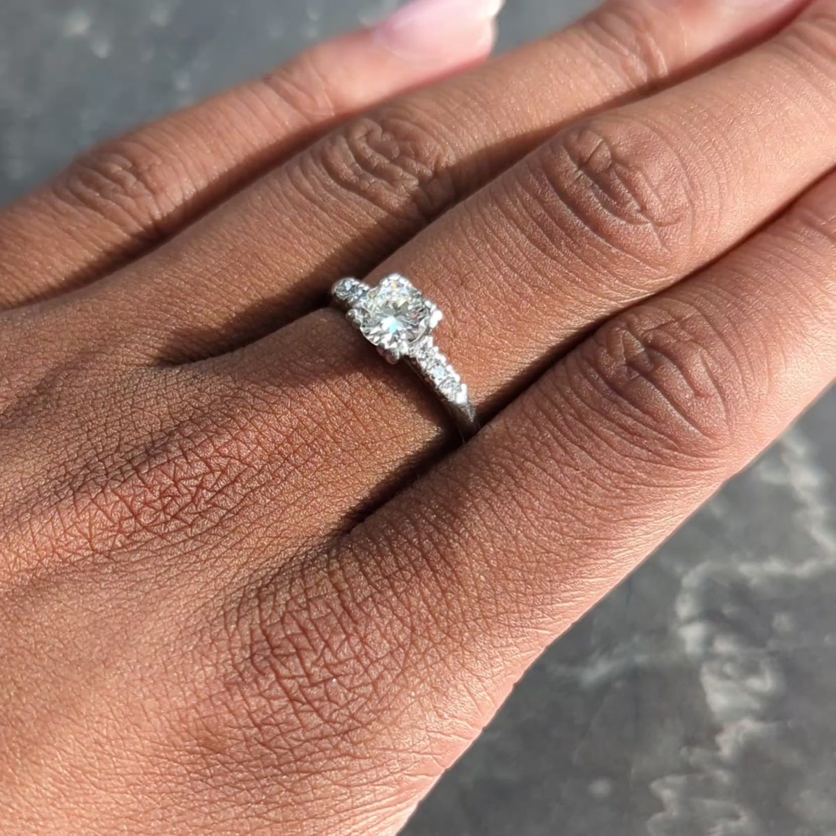 Mid-Century 0.80 CTW Diamond Platinum Vintage Fishtail Engagement Ring