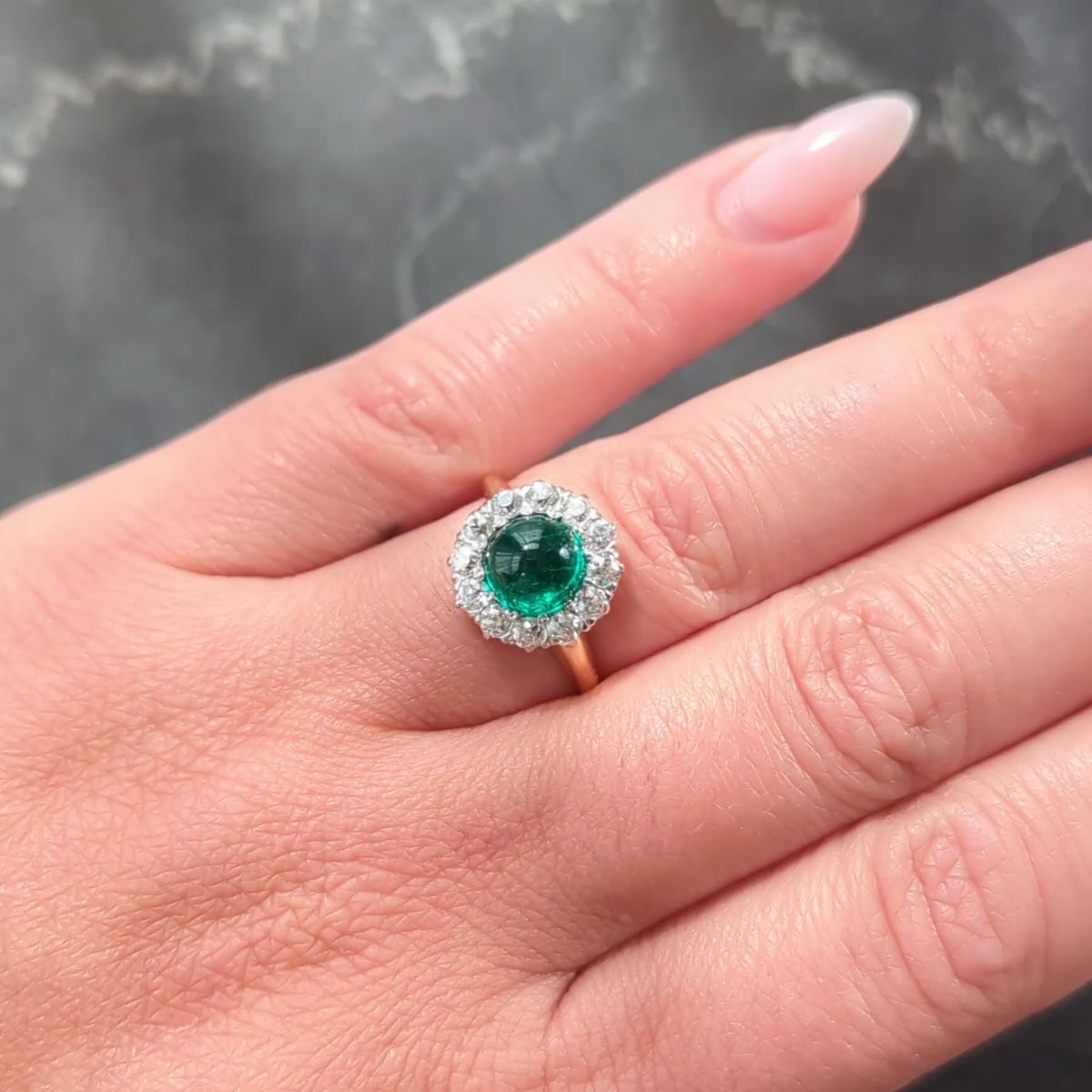 J.E. Caldwell Edwardian Colombian Emerald Diamond Platinum 18K Gold Antique Ring