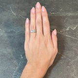 Edwardian 2.22 CTW Pear Cut Diamond Platinum 14 Karat Gold Crescent Antique Engagement Ring GIA