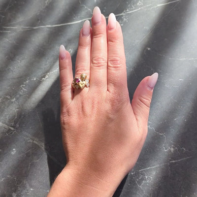 Carrera Y Carrera Ruby Diamond 18K Gold Love Is Blind Cherub Heart Ring