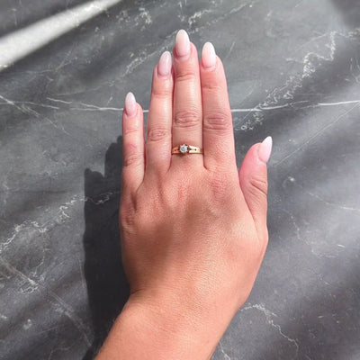 Victorian 0.32 Old Mine Cut Diamond 14K Gold Antique Belcher Engagement Ring