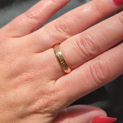 Tiffany & Co. 1990's 18 Karat Yellow Gold Vintage Logo Wedding Band Ring