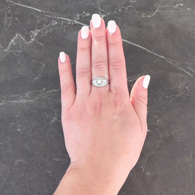 Mid-Century 0.85 CTW Diamond Platinum Vintage Bombé Dinner Ring