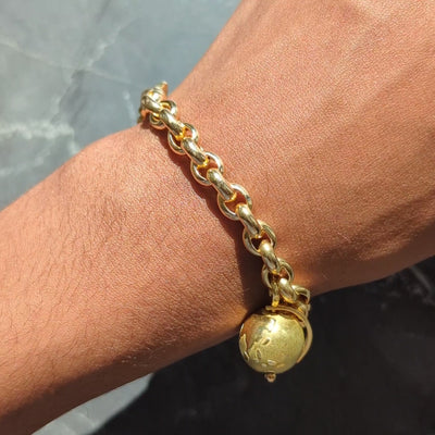 Van Cleef & Arpels French 1990's Globe Cable Link Charm Bracelet