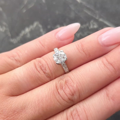 Art Deco 1.88 CTW Old European Cut Diamond Platinum Vintage Engagement Ring