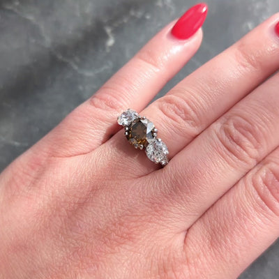 Mid-Century 4.25 CTW Fancy Orangy Brown Diamond Platinum Vintage Engagement Ring