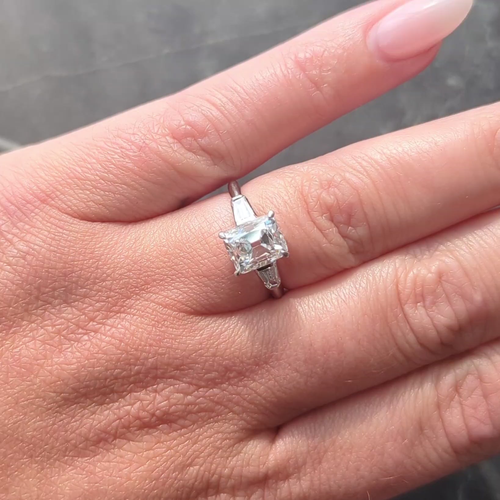 Mid-Century 2.20 CTW Old Mine Cut Diamond Platinum Vintage Engagement Ring GIA