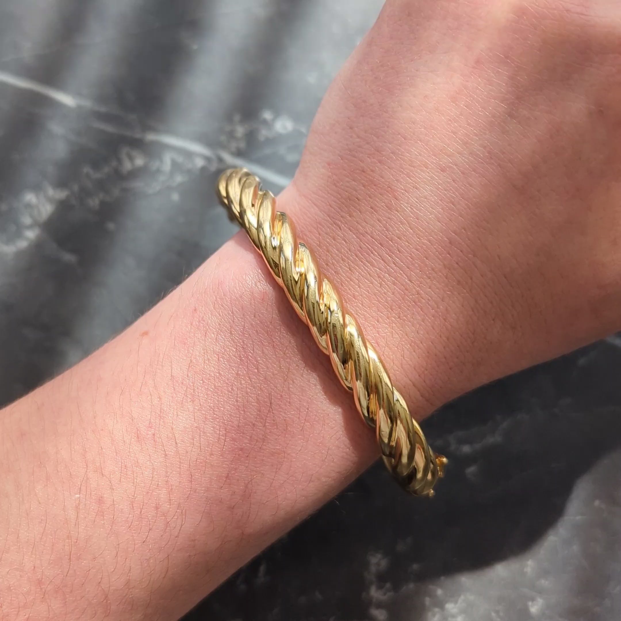 Tiffany & Co. 1990's 18 Karat Yellow Gold Vintage Twist Bangle Bracelet