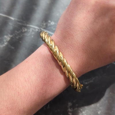 Tiffany & Co. 1990's 18 Karat Yellow Gold Vintage Twist Bangle Bracelet