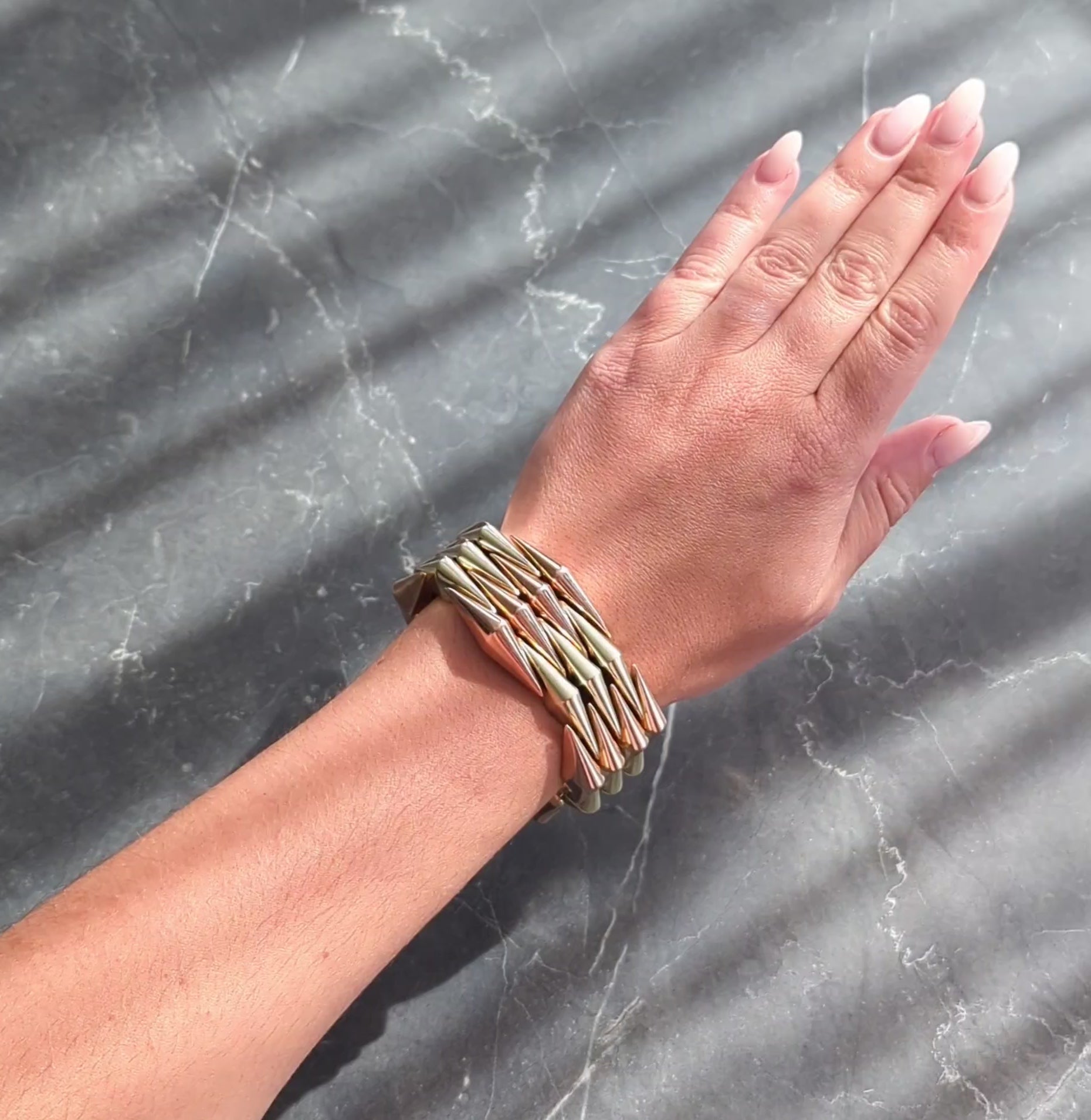 Cartier Retro 14 Karat Two-Tone Yellow Rose Gold Vintage Tank Bracelet