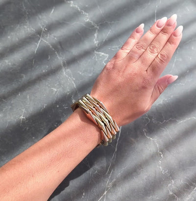 Cartier Retro 14 Karat Two-Tone Yellow Rose Gold Vintage Tank Bracelet