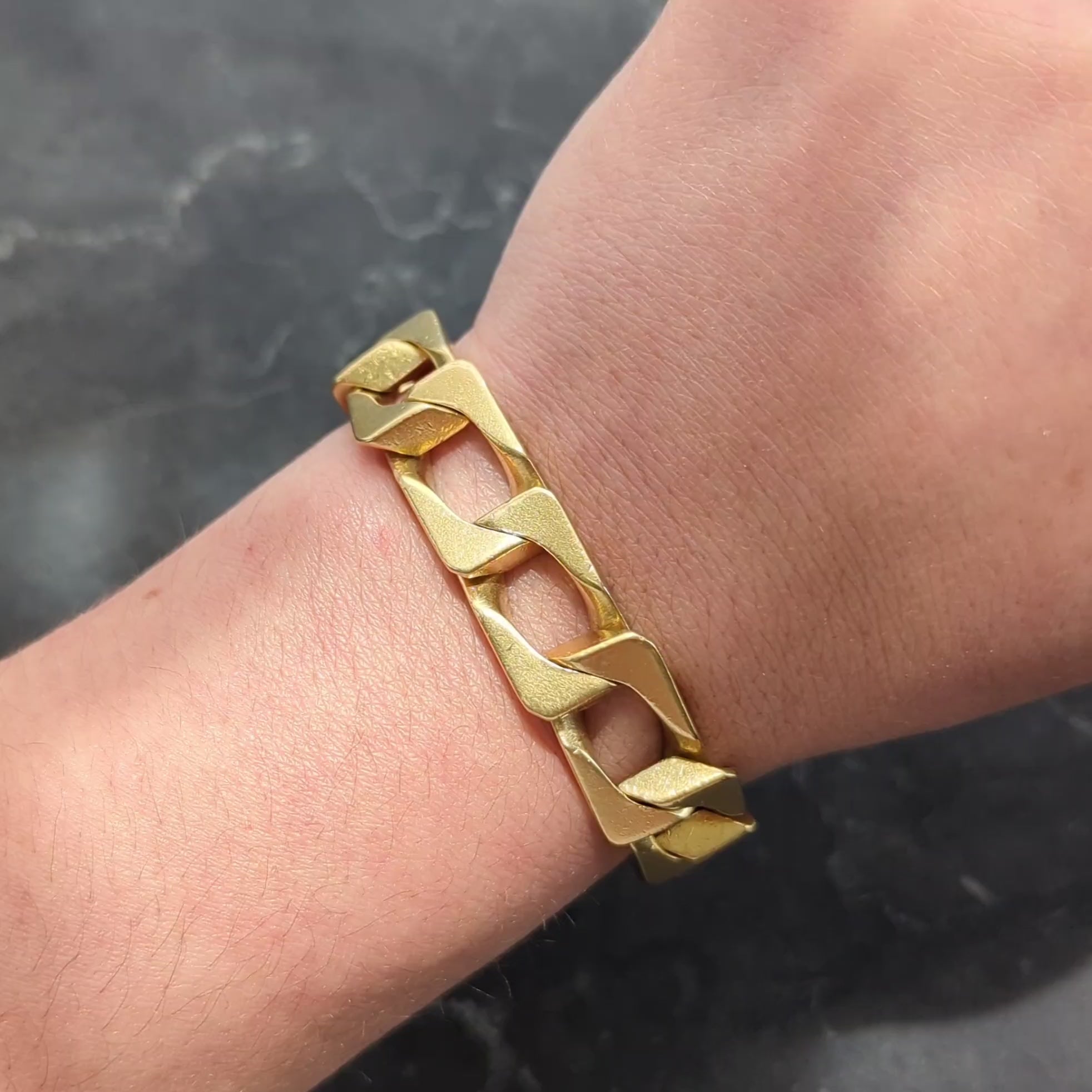 Cartier 1970's 18 Karat Two-Tone Gold Vintage Unisex Curb Link Chain Bracelet