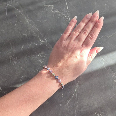 Contemporary 11.02 CTW Party Color Sapphires Diamond 18K Gold Bracelet