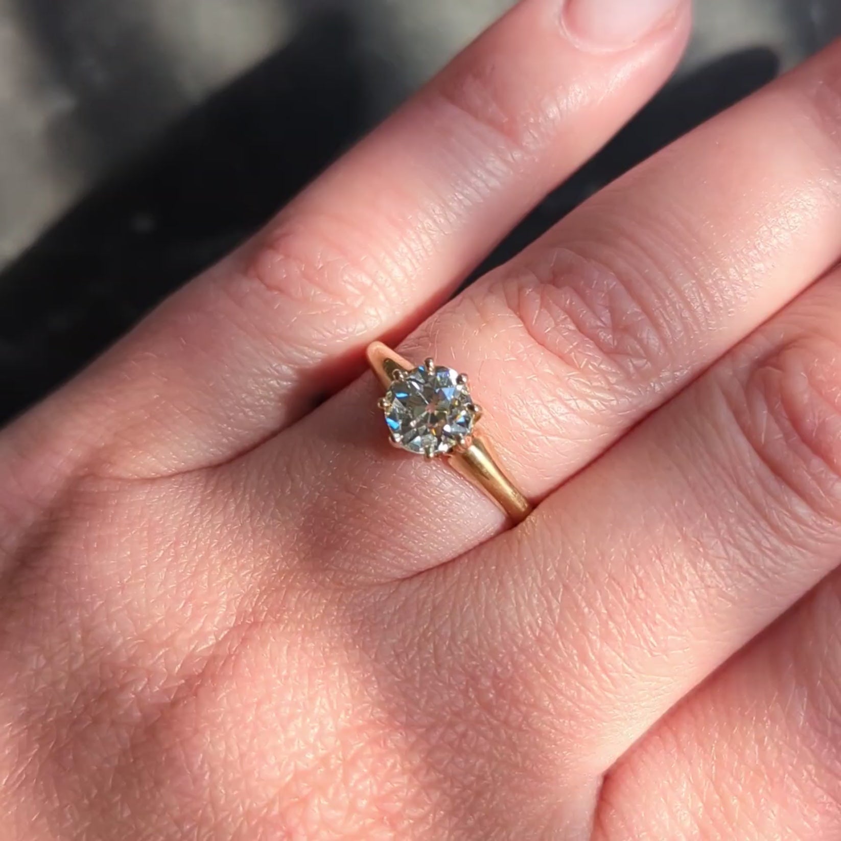 Victorian Old European Cut Diamond 18K Gold Antique Solitaire Engagement Ring