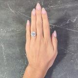 Mid-Century 3.85 CTW European Diamond Platinum Halo Vintage Engagement Ring GIA