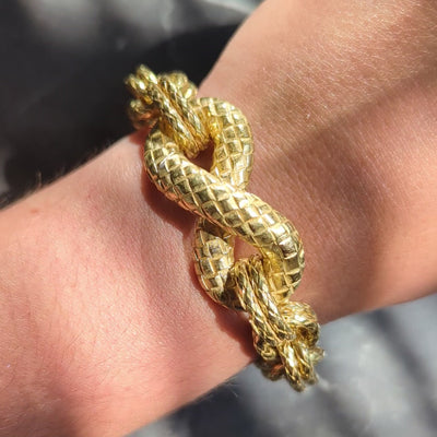 Bottega Veneta 18K Yellow Gold Vintage Torcello Woven Infinity Link Bracelet