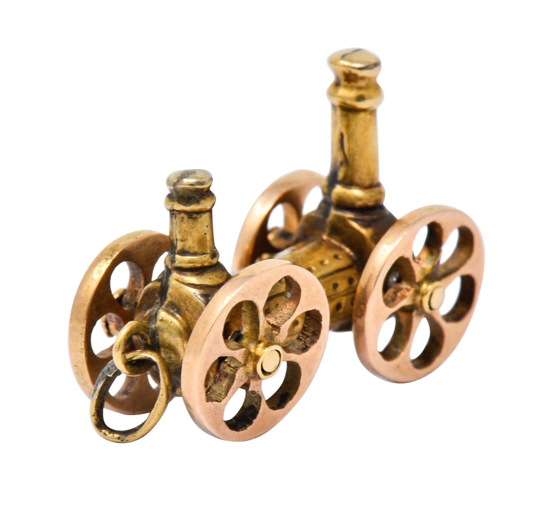 Victorian 18 Karat Two-Tone Gold Antique Steam Engine Locomotive Charm
