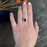 5.02 CTW No Heat Ruby Diamond Platinum Cluster Ring GIA