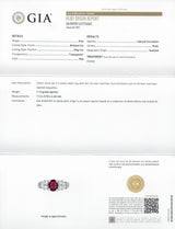 Vintage 2.14 CTW Oval Cut Thai Ruby Diamond Platinum Gemstone Ring GIA Wilson's Estate Jewelry