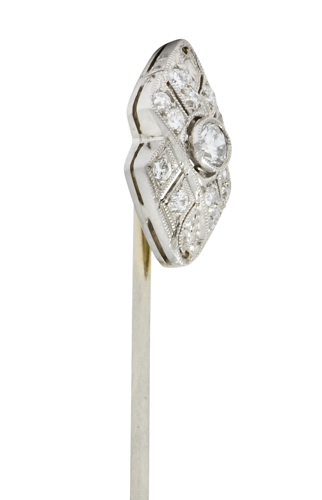 Art Deco 0.30 CTW Diamond Platinum Ribbon Stickpin Circa 1930 - Wilson's Estate Jewelry