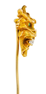 Wordley Alsopp & Bliss Diamond Demantoid Garnet 14 Karat Gold Tiger Stickpin - Wilson's Estate Jewelry