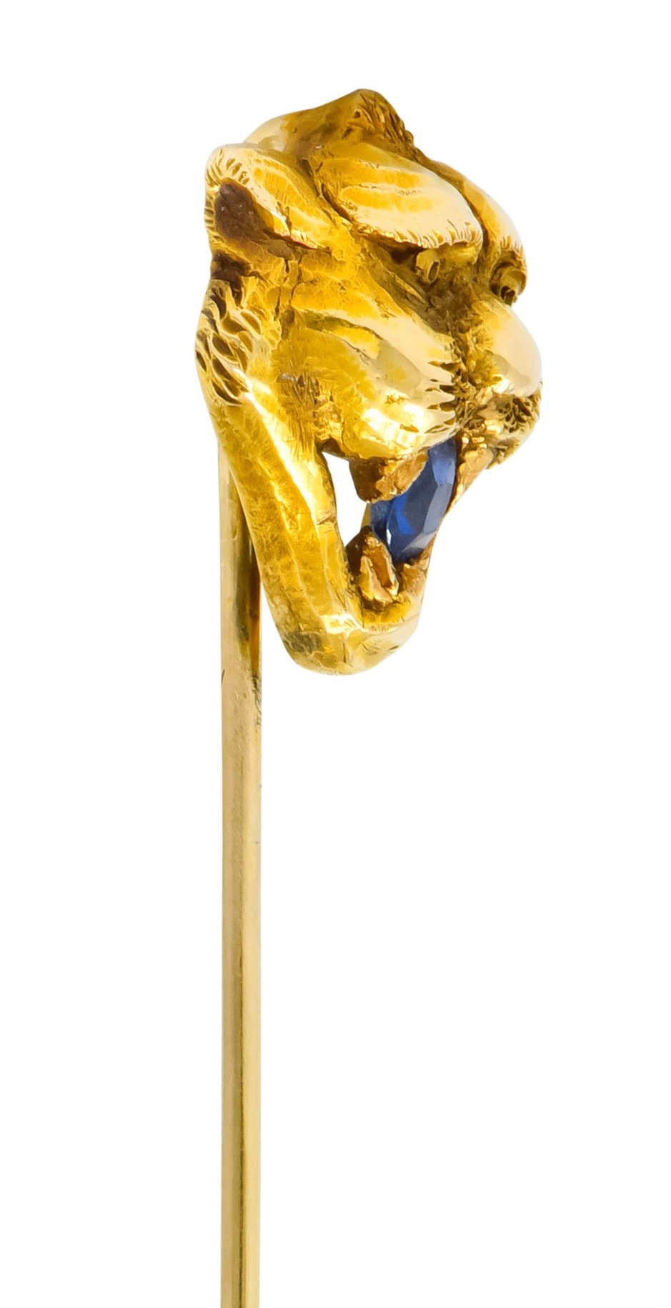 Victorian 0.15 CTW Sapphire 14 Karat Gold Tiger Stickpin - Wilson's Estate Jewelry