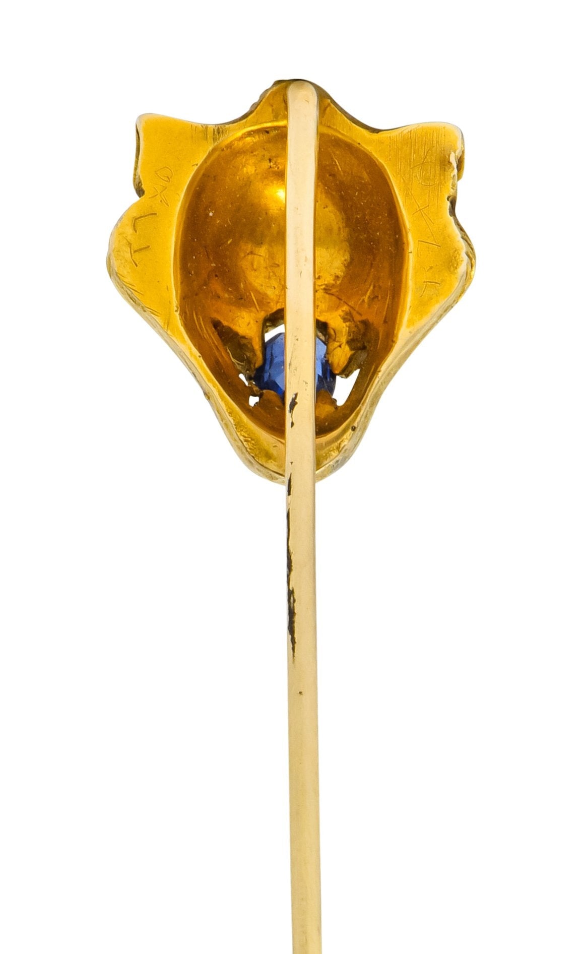 Victorian 0.15 CTW Sapphire 14 Karat Gold Tiger Stickpin - Wilson's Estate Jewelry