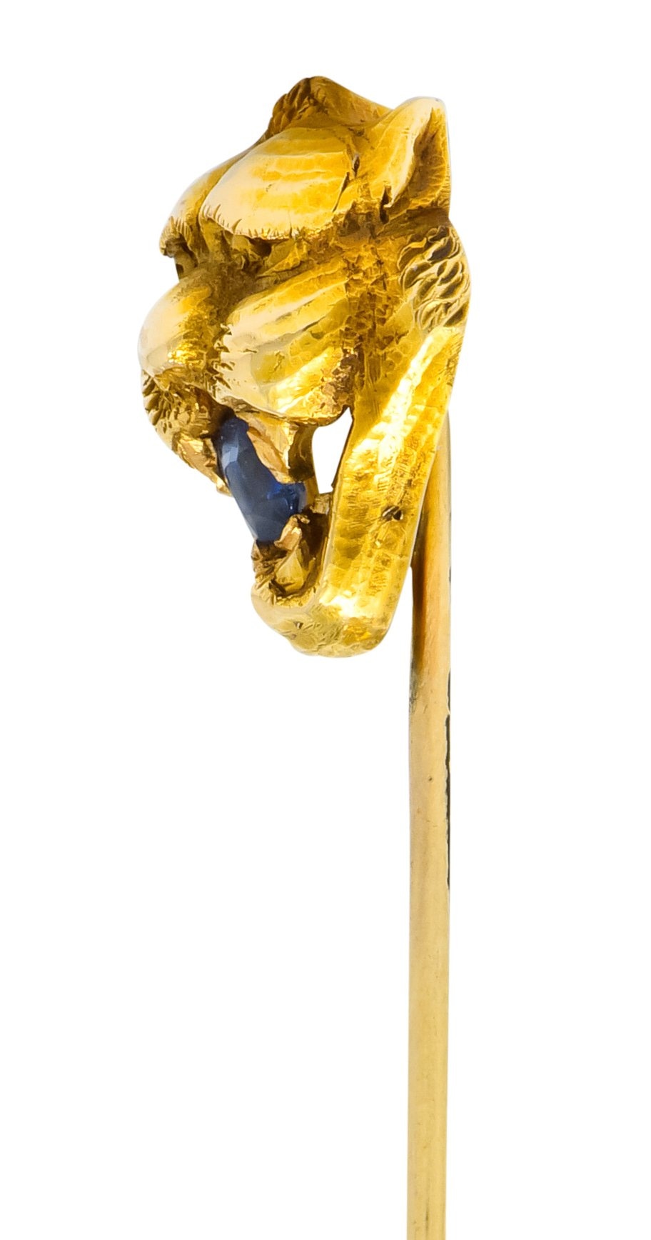 Victorian 0.15 CTW Sapphire 14 Karat Gold Tiger Stickpin - Wilson's Estate Jewelry