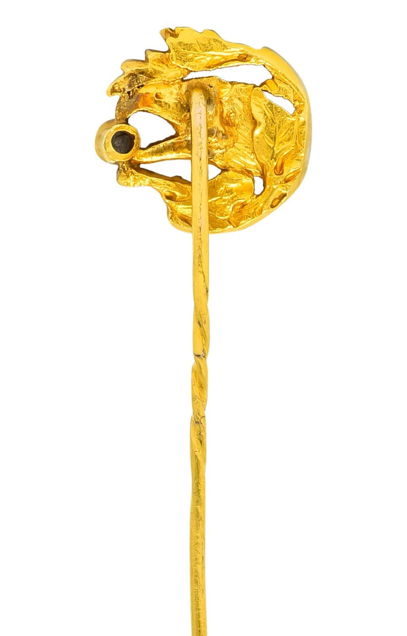 Art Nouveau Diamond 18 Karat Gold Foliate Eagle Stickpin - Wilson's Estate Jewelry