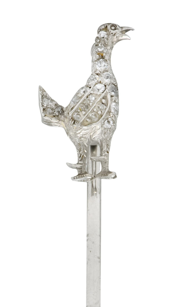 Edwardian Rose Cut Diamond Platinum Dove Stickpin - Wilson's Estate Jewelry