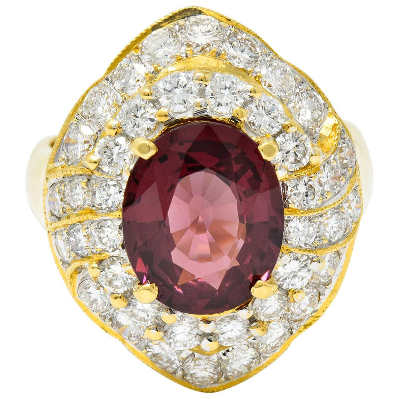 Vintage 4.88 Carat No Heat Spinel Diamond 18 Karat Gold Cluster Ring ...