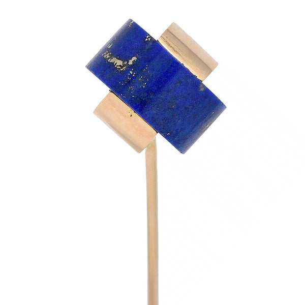 French Modernist Lapis Lazuli 18 Karat Yellow Gold Vintage Stickpin