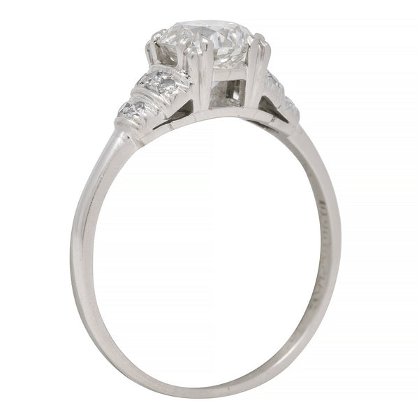 Mid-Century 1.16 CTW Diamond Platinum Tiered Vintage Engagement Ring GIA
