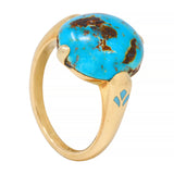 Felger Inc. Art Deco Turquoise Enamel 14 Karat Yellow Gold Antique Ring