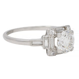 Art Deco 1.77 CTW Diamond Platinum Square Cluster Vintage Engagement Ring