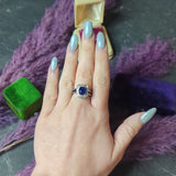 Early Mid-Century 4.90 CTW No Heat Ceylon Sapphire Diamond 14 Karat White Gold Vintage Gemstone Ring GIA