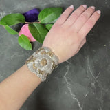 Buccellati Contemporary Italian Sterling Silver 22 Karat Gold Vermeil Butterfly Daisy Blossoms Cuff Bracelet