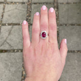 5.02 CTW No Heat Ruby Diamond Platinum Cluster Ring GIA