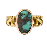 1900 Art Nouveau Turquoise 14 Karat Gold Simargl Band Ring - Wilson's Estate Jewelry