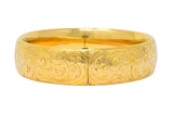 1900 Victorian 14 Karat Yellow Gold Floral Foliate Bangle Bracelet - Wilson's Estate Jewelry