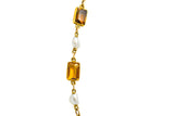 1905 Art Nouveau Citrine Pearl 14 Karat Gold Link Necklace - Wilson's Estate Jewelry