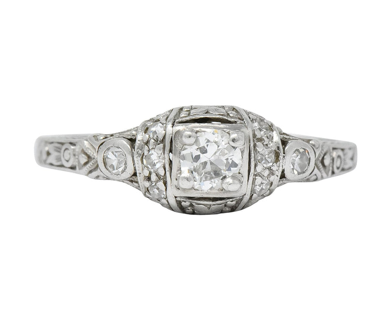 1920's Art Deco 0.30 CTW Diamond Platinum Engagement Ring - Wilson's Estate Jewelry