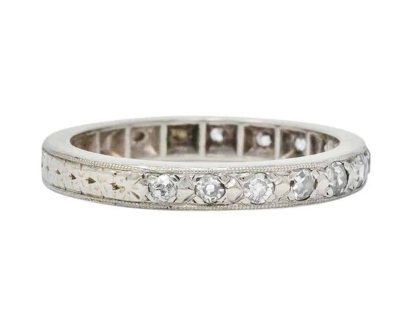 1920's Art Deco 0.38 CTW Diamond 14 Karat White Gold Orange Blossom Band Ring - Wilson's Estate Jewelry
