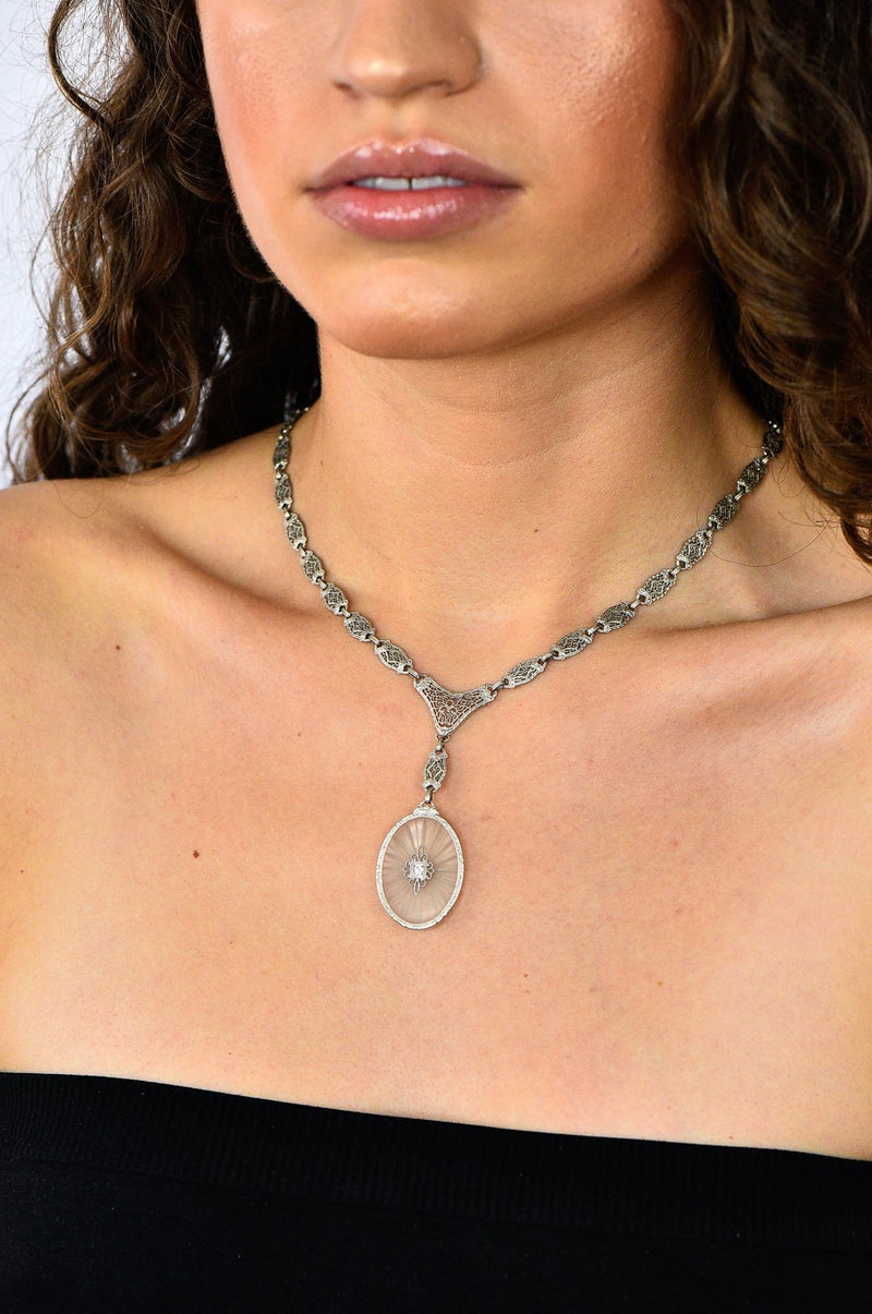 Art Deco 14k Camphor Necklace For Sale at 1stDibs | camphor glass necklace