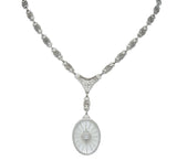 1920s Art Deco Camphor Glass Diamond 14 Karat White Gold Drop Necklace - Wilson's Estate Jewelry