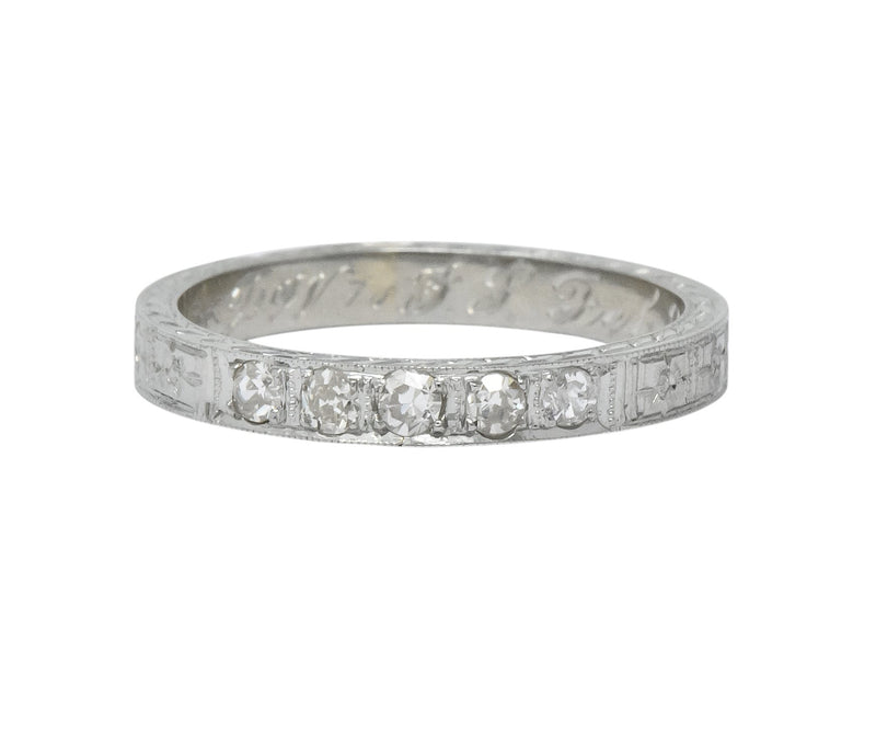 1920's Art Deco Diamond 18 Karat White Gold Orange Blossom Band Ring - Wilson's Estate Jewelry