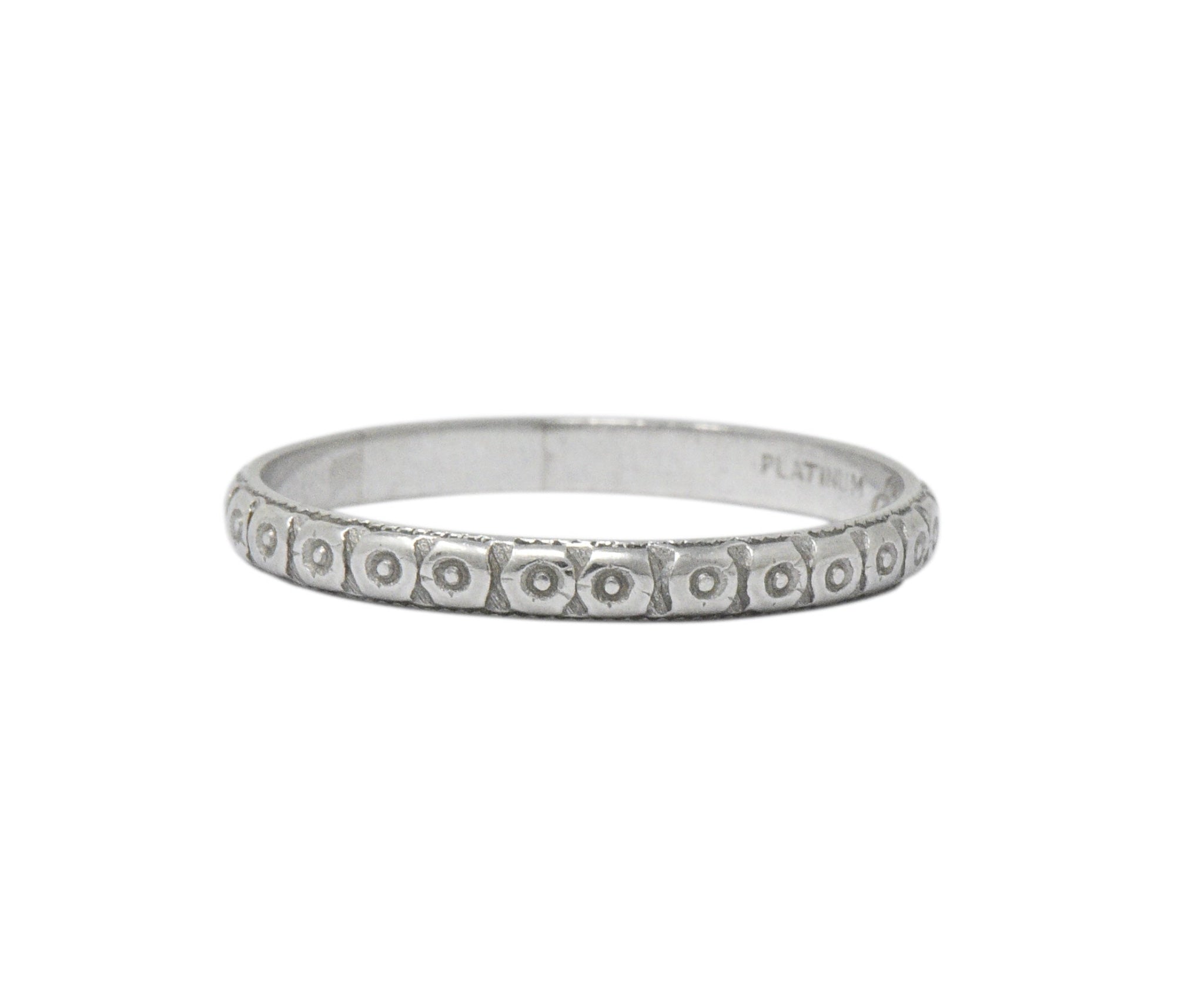 1920's Art Deco Platinum Floral Orange Blossom Wedding Band Ring Wilson's Estate Jewelry
