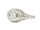 1930's 0.33 CTW Diamond 18 Karat White Gold Art Deco Engagement Ring Wilson's Estate Jewelry