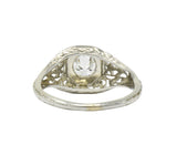 1930's 0.33 CTW Diamond 18 Karat White Gold Art Deco Engagement Ring Wilson's Estate Jewelry
